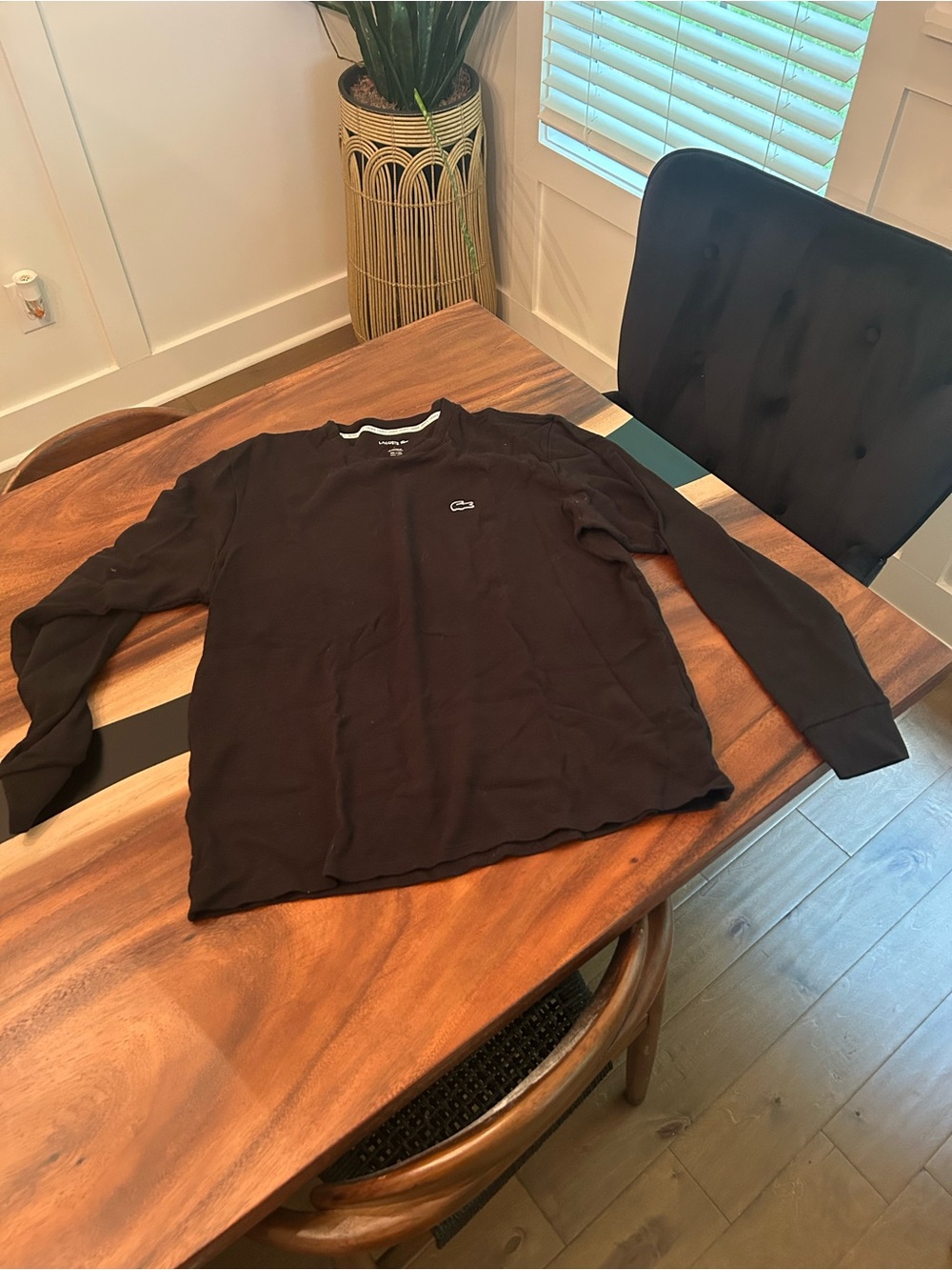 Lacoste Black Long-Sleeve Crewneck Sweatshirt